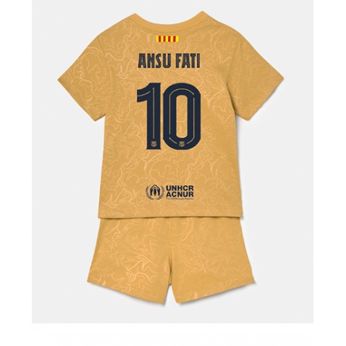 Dres Barcelona Ansu Fati #10 Gostujuci za djecu 2022-23 Kratak Rukav (+ kratke hlače)